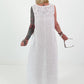 Sleeveless Linen Dress with Crochet Insert - white