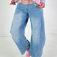 Ballonjeans in heller Waschung - denim