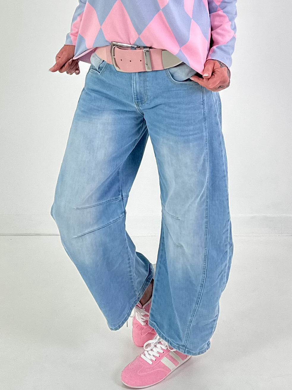 Ballonjeans in heller Waschung - denim