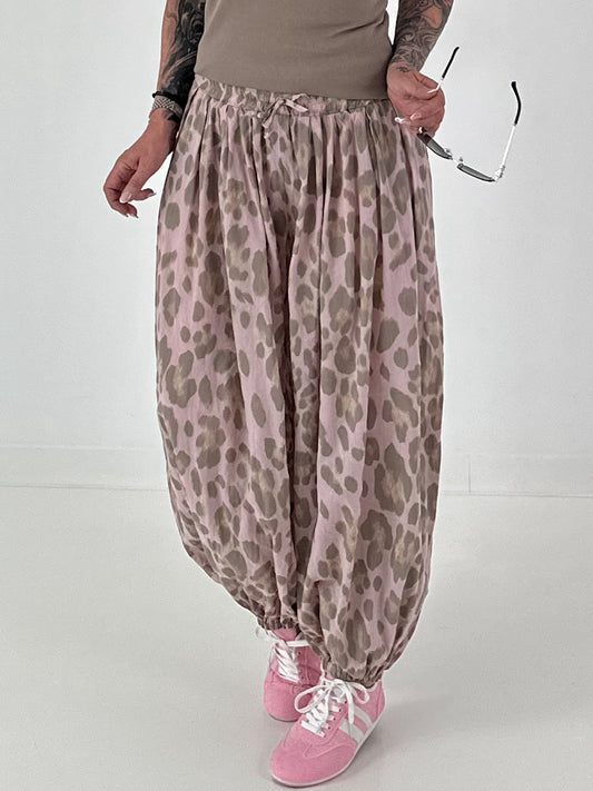 Leichte Pumphose mit stylischem Print  - rosa-mehrfarbig