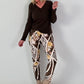Ripp Shirt mit V-Neck und Spitzendetails - mokka