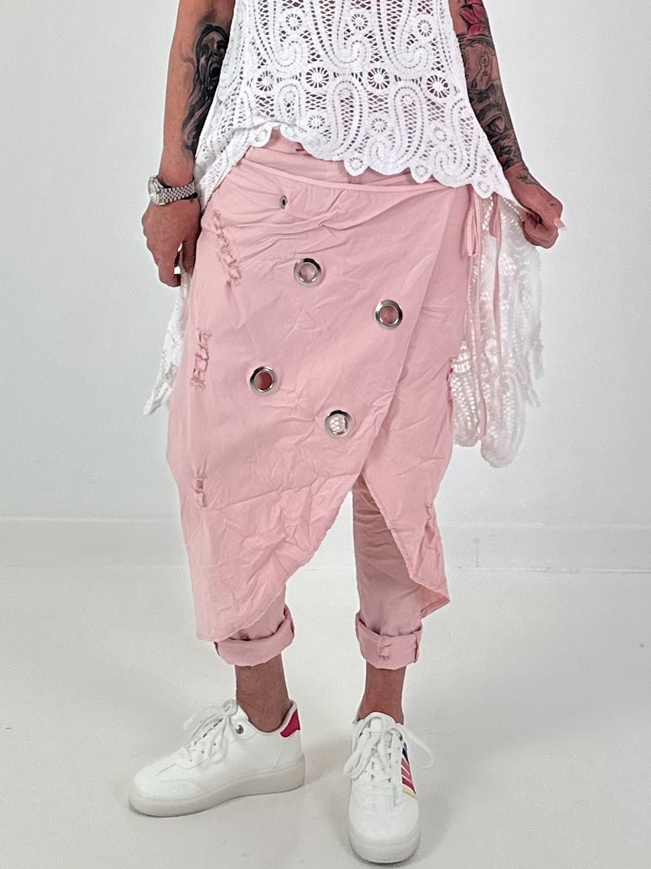 Stylische Hose im Knit-Look - rosa