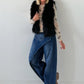 Stylische fake Fell Weste - schwarz