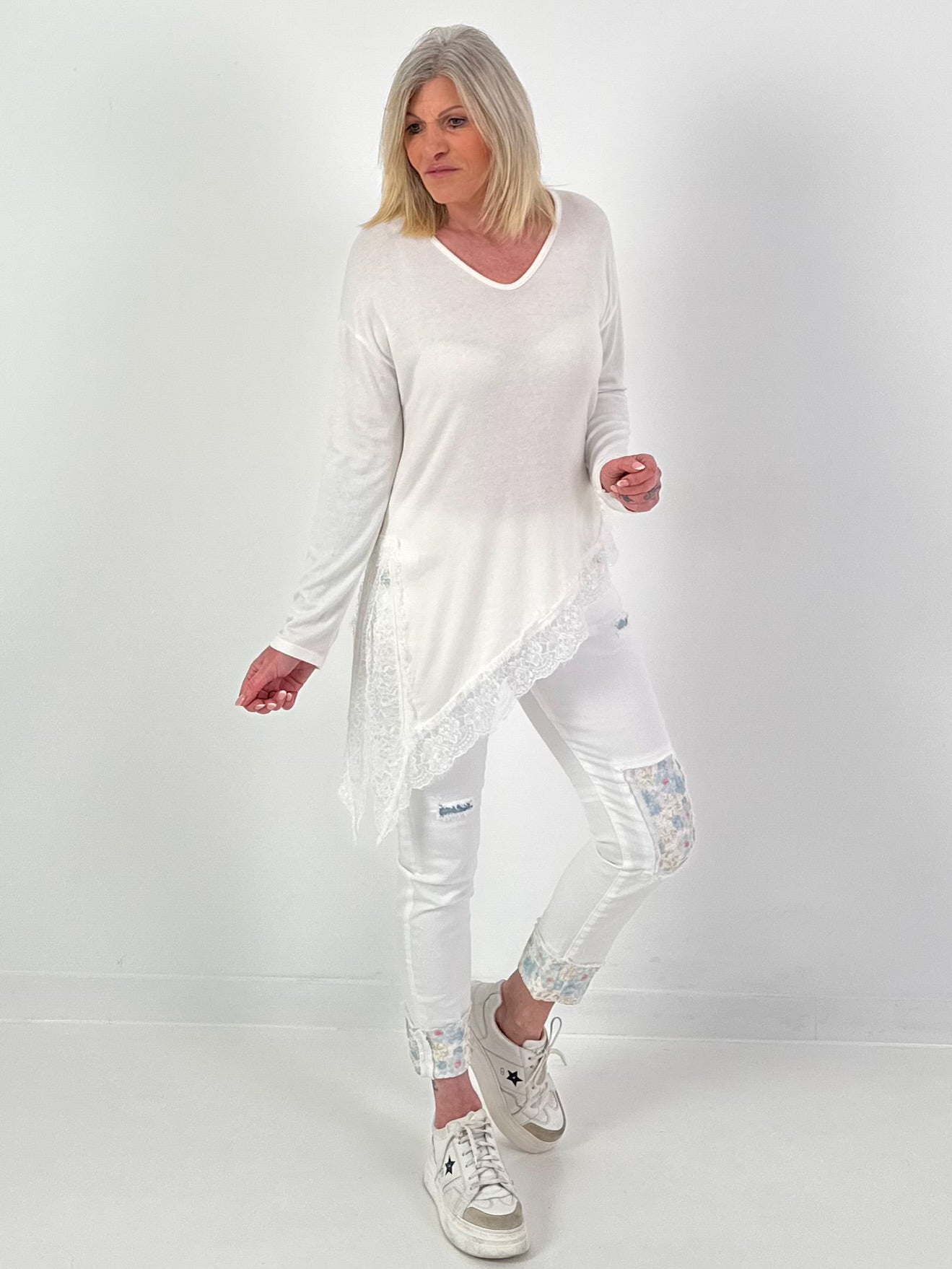 Feinstrick Pullover - weiss