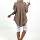 Plissee-Shirt mit Volantsärmel - taupe
