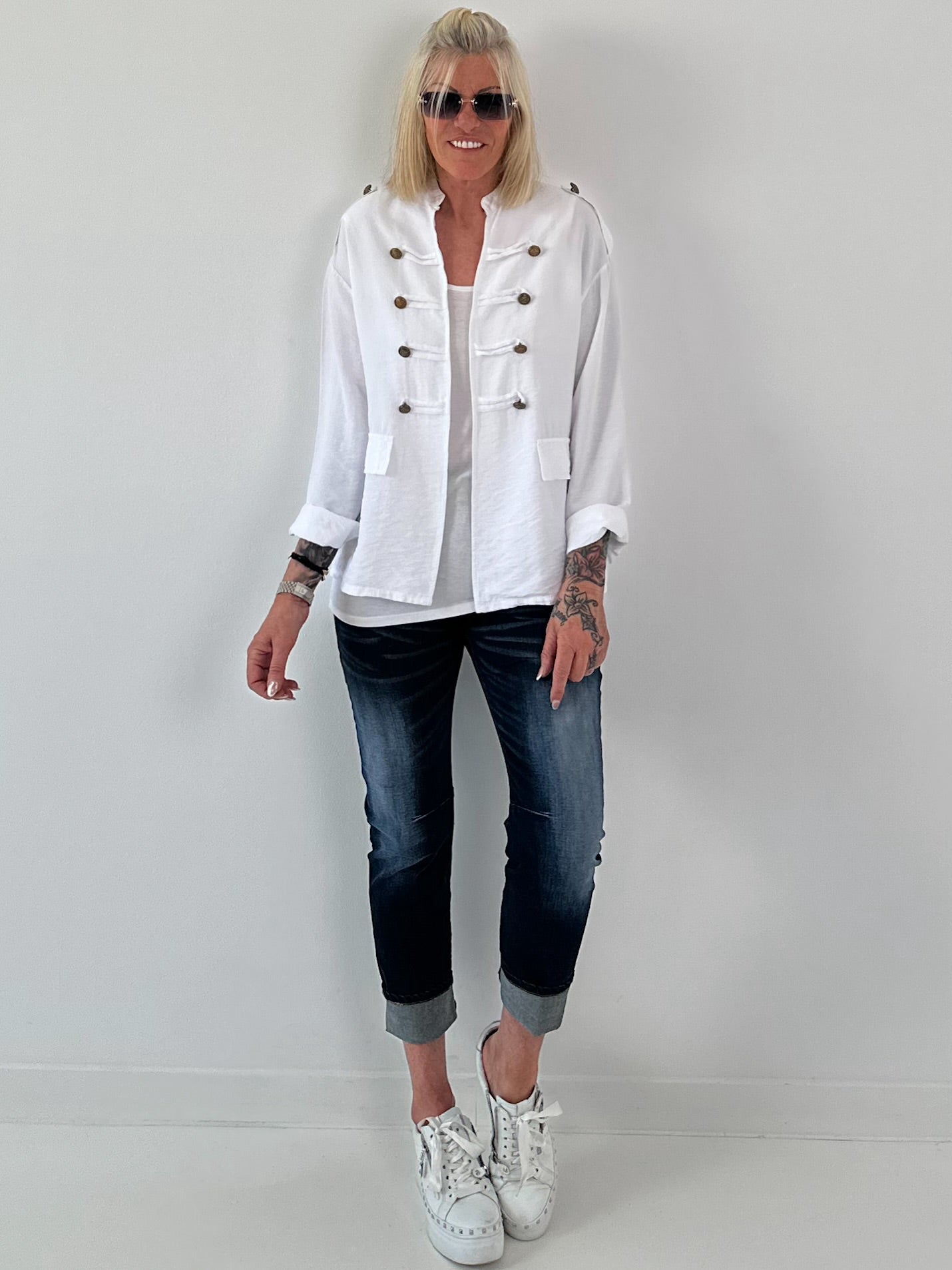 Light Military-Look Jacket - white