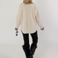 Sweater Skull with rhinestone details and cut-outs - beige