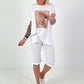 Oversized T-shirt with leopard fashion print - white