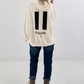 Lässiger Hoodie mit Statement Rückenprint "Pause" - beige