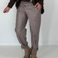 Vegane Lederhose Knopfleiste quer - taupe