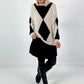 Sweater model "Geometric Glow" - beige-black