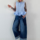 Sleeveless blouse with ruffles - light blue
