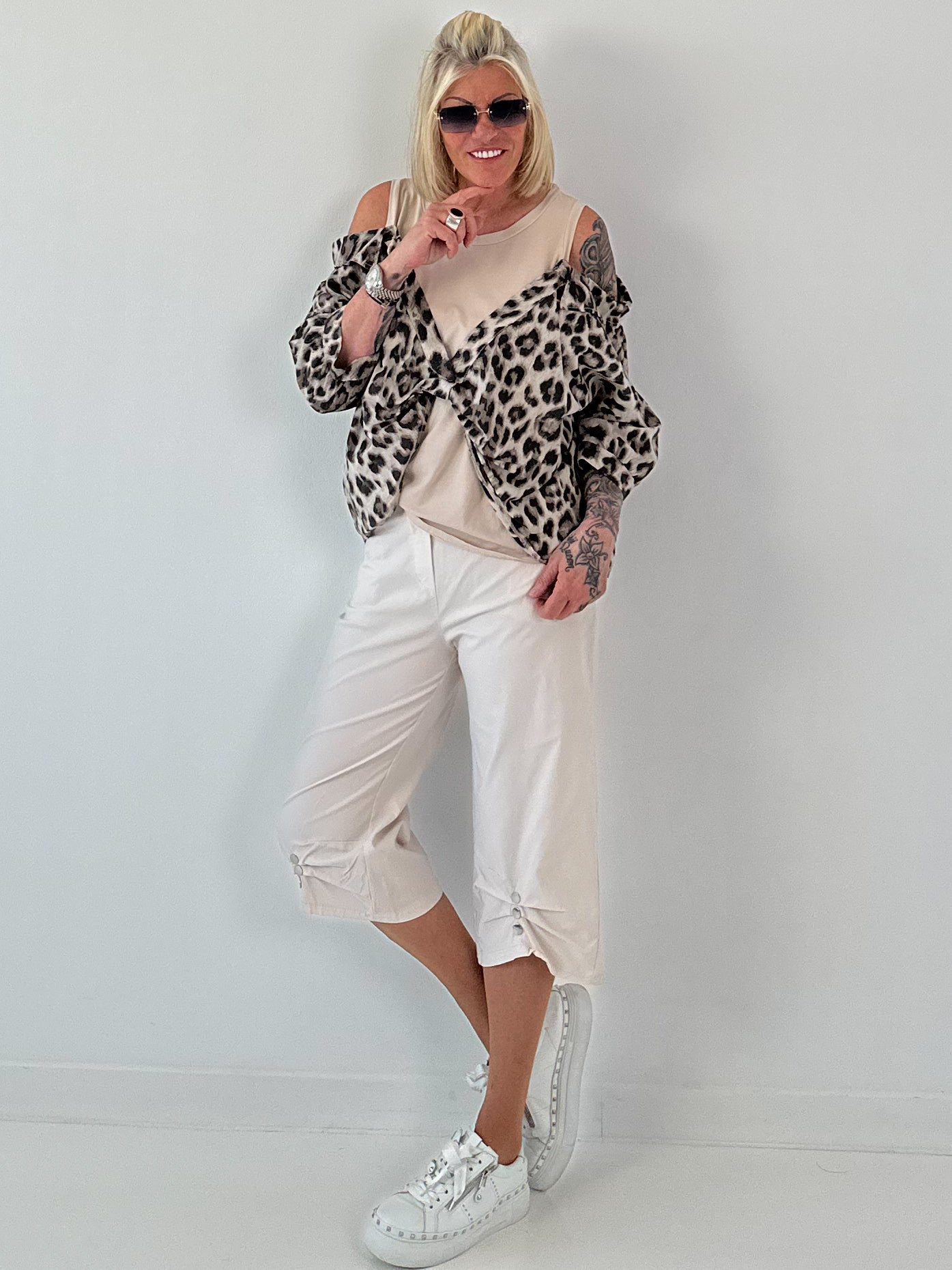 Tunika mit integrierten Top - Leo beige
