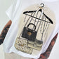 T-Shirt Glitzer-Bag - weiss-beige