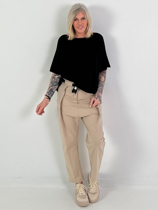 Gebreide trui met korte mouwen - zwart