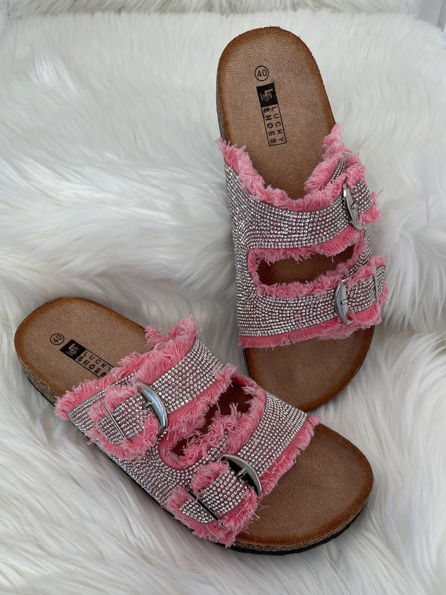 Muiltjes met strasssteentjes - roze