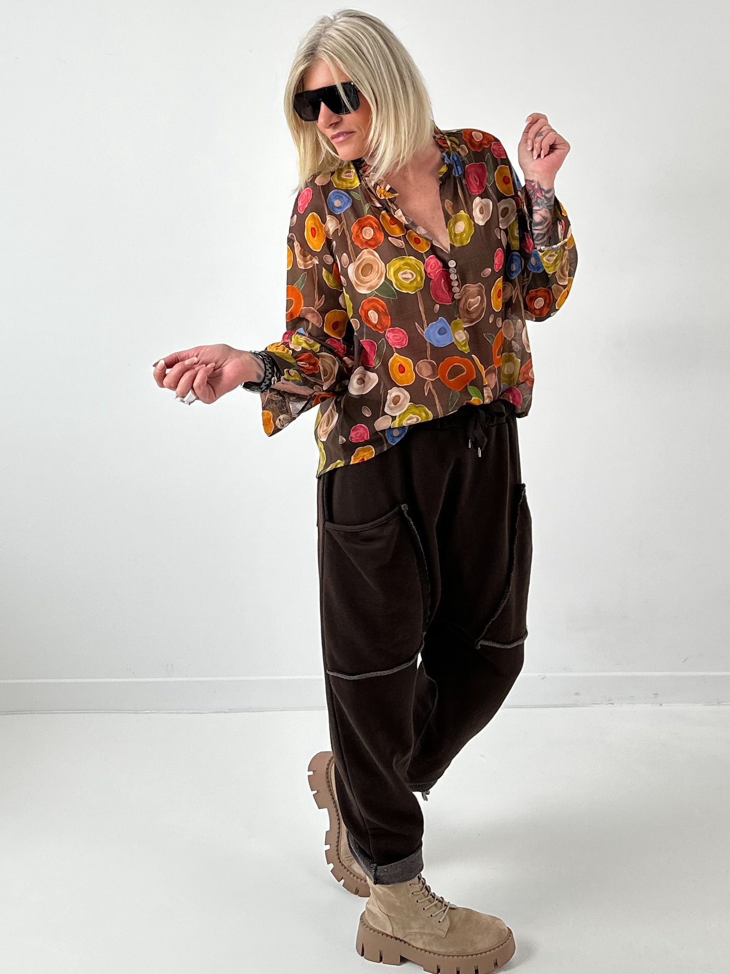 Tuniek model "Flower" - chocolade-veelkleurig