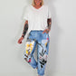 Jeanshose mit floralem Printmix - blau-mehrfarbig