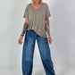 Ripp Shirt mit Fransendetails - taupe