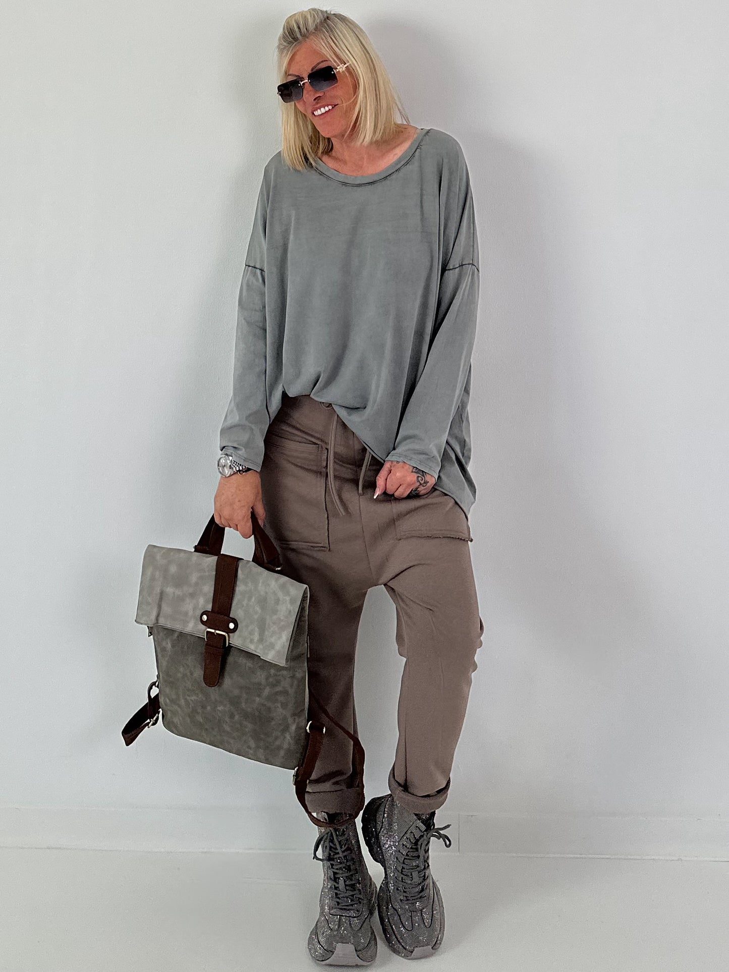 Oversized Shirt stone washed - grau ( lieferbar ab ca. 16.07.26)