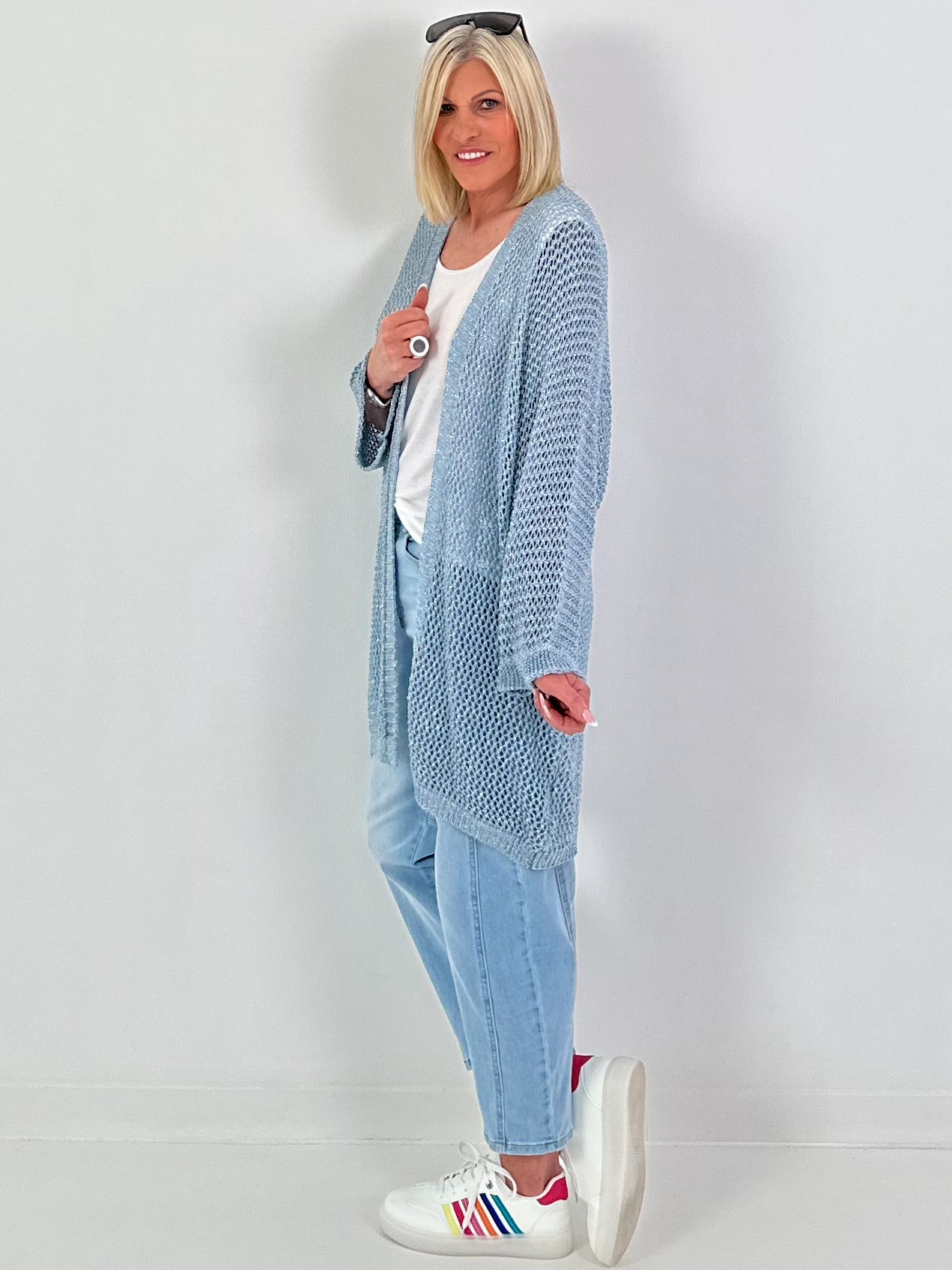 Crochet Jacket with Lurex - light blue
