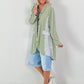 Oversized Leinen-Military Blazer - khaki