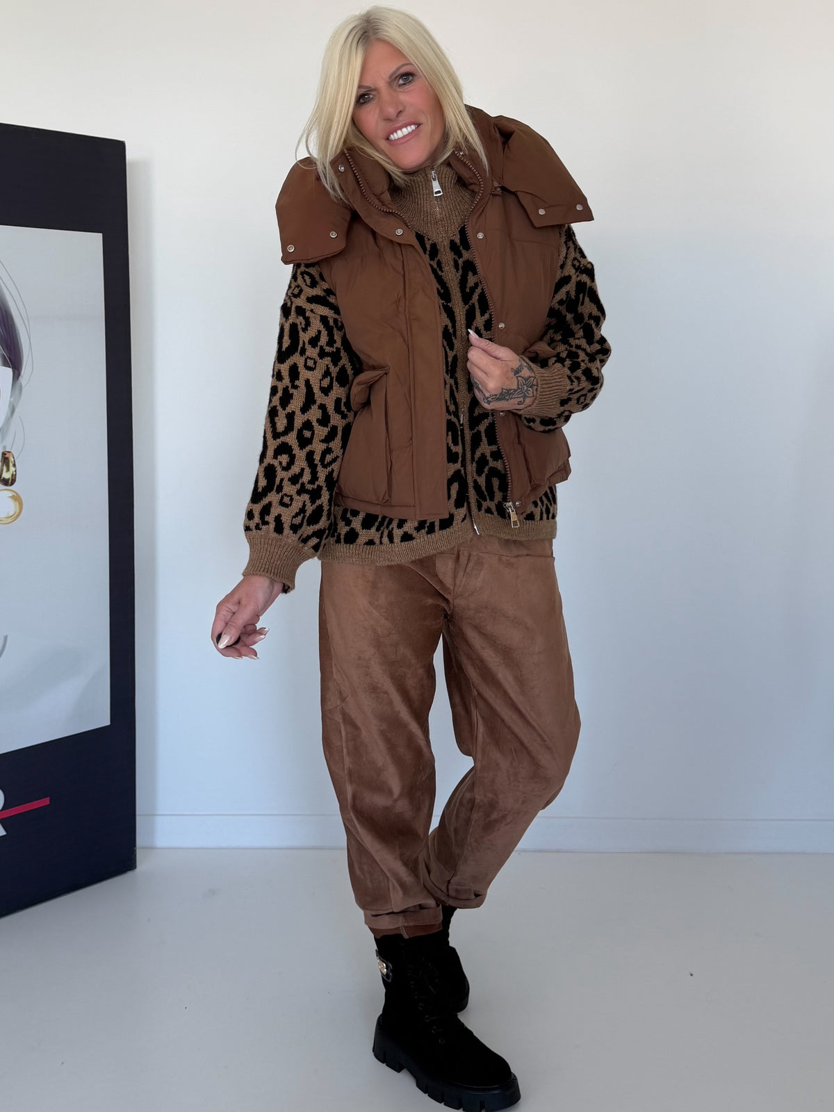 Weste mit abnehmbarer Kapuze - camel