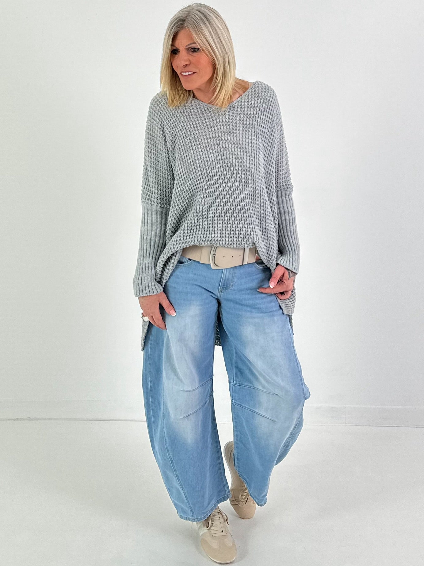 Pullover mit Stulpenärmeln - grau