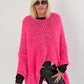 Soft Oversized Chunky Knit Sweater - neon pink