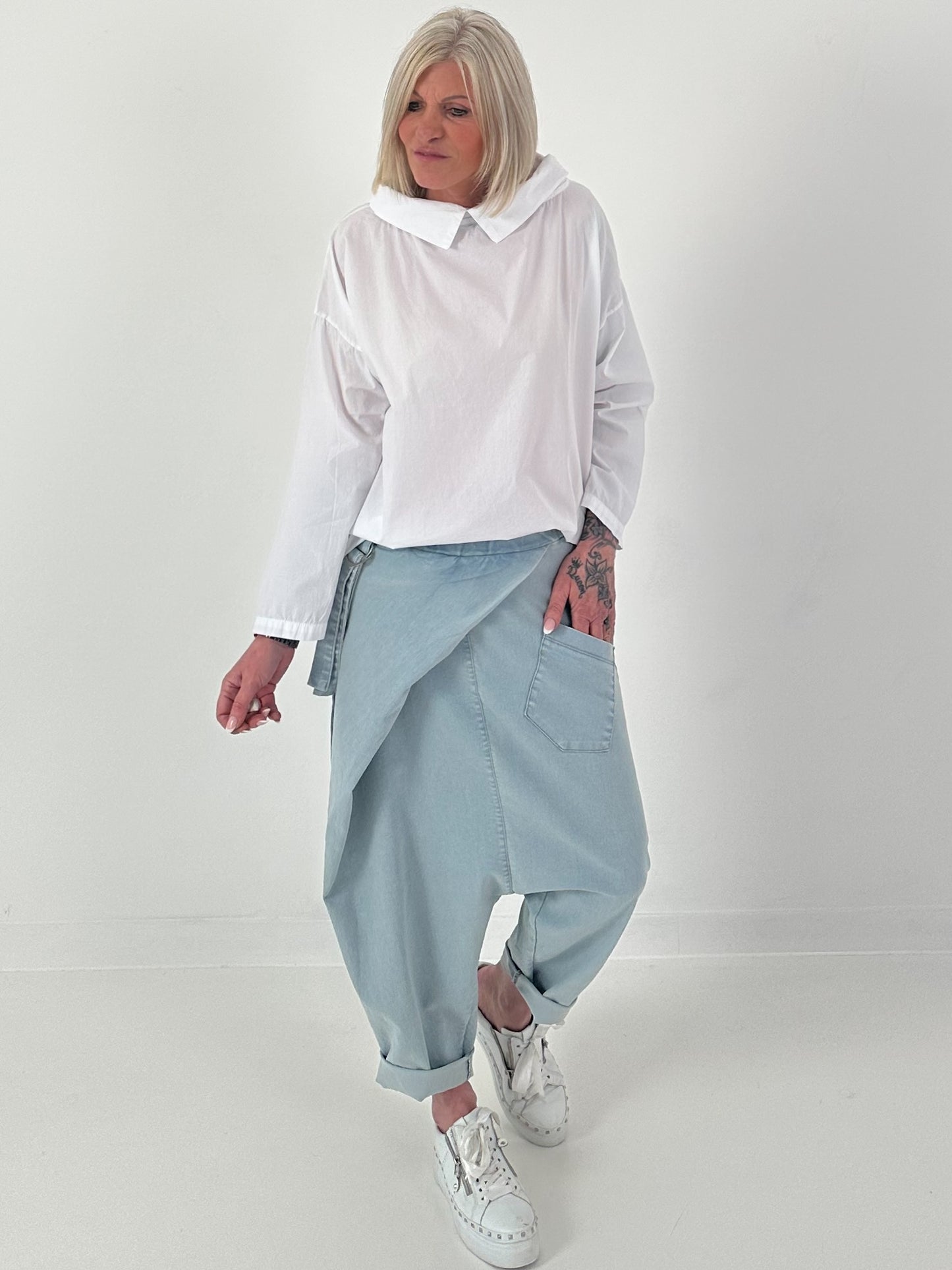 Tunika mit Bubikragen - weiss