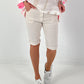 Korte broek met elastische tailleband - beige