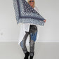 Dreieckstuch mit Mustermix und Charms - anthrazit-leo-mehrfarbig