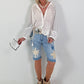 Boho blouse with elaborate details - white