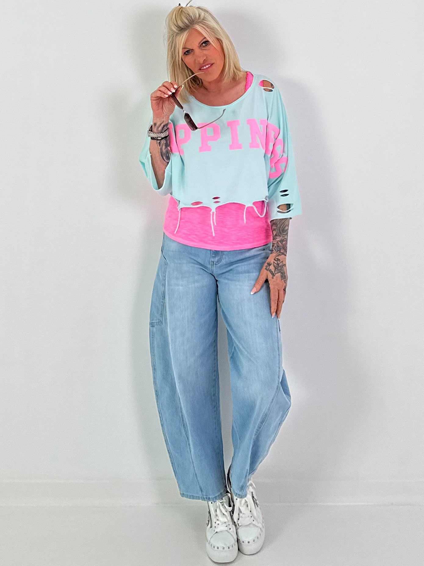 Cropped Sweater Happiness - mint