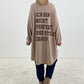 Oversized Shirt mit Statement Spruch auf dem Rücken - beige