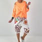 Short baggy shorts with overlap - beige