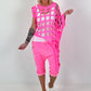 Shirt mit All-Over Cut-Outs und Ösen - neonpink