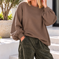 Balloon sweater with ruched sleeves - taupe