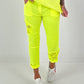 Pants with crocheted flowers - neon yellow