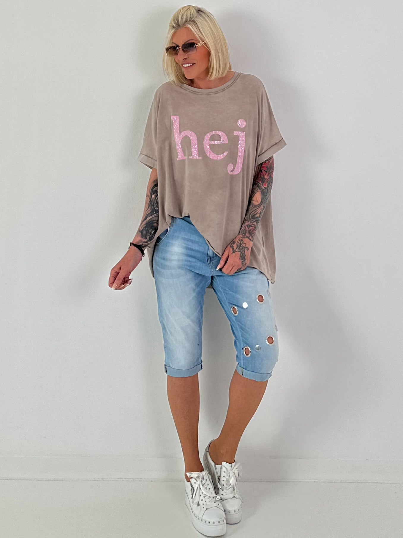 T-shirt Hej - taupe