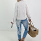 Boho Jacke mit Paillettendetails - weiss