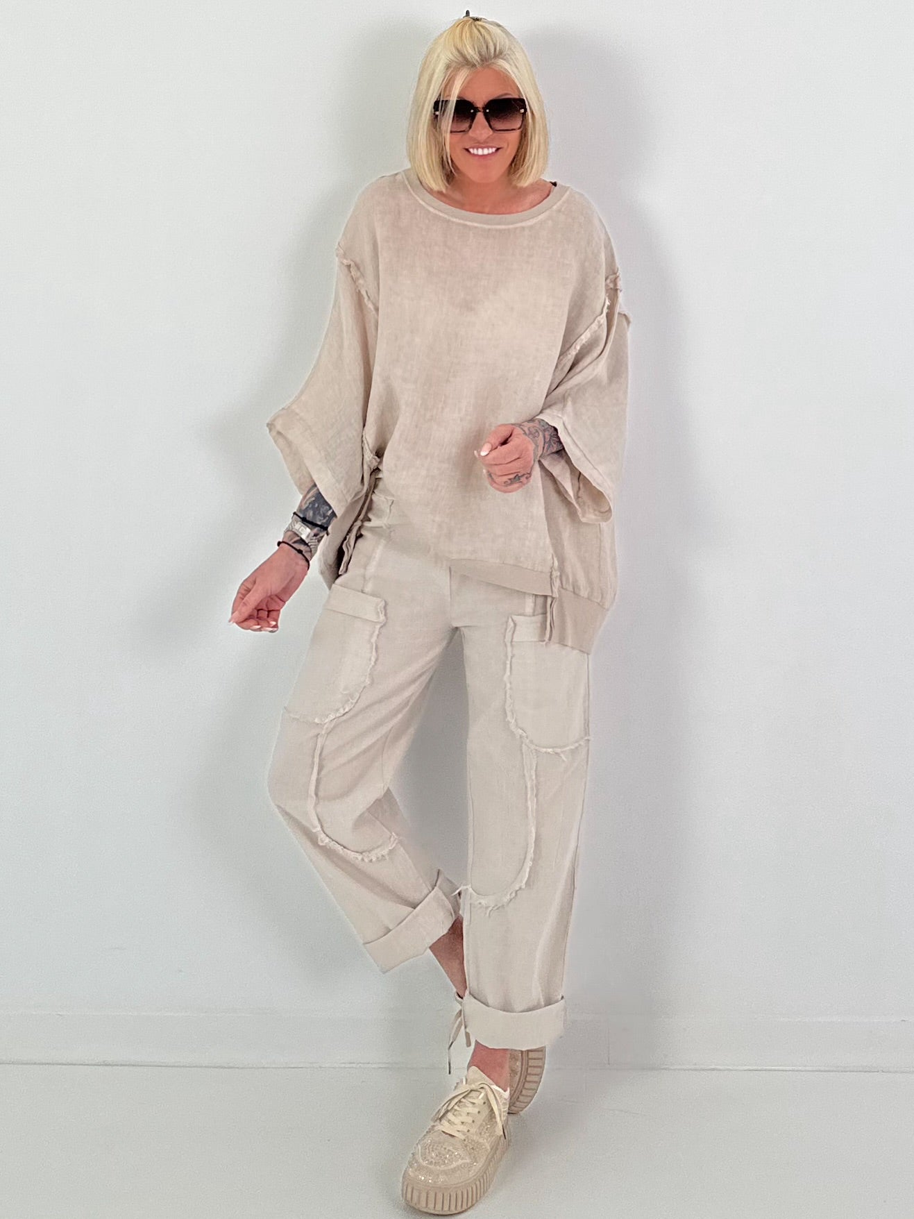 Oversized Linen Shirt - beige