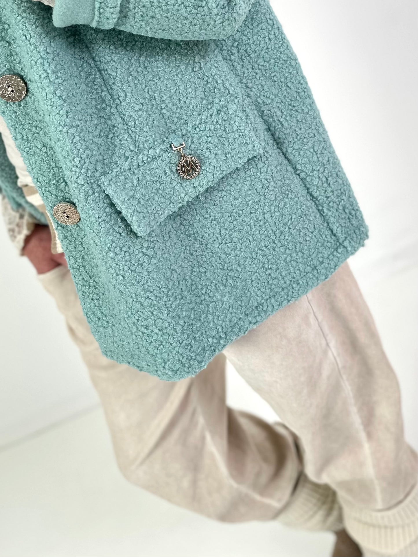 Bouclé Jacke - watergreen
