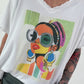 Oversized T-shirt with front print - white