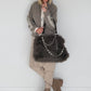 Felltasche mit funkelnden Details - mokka