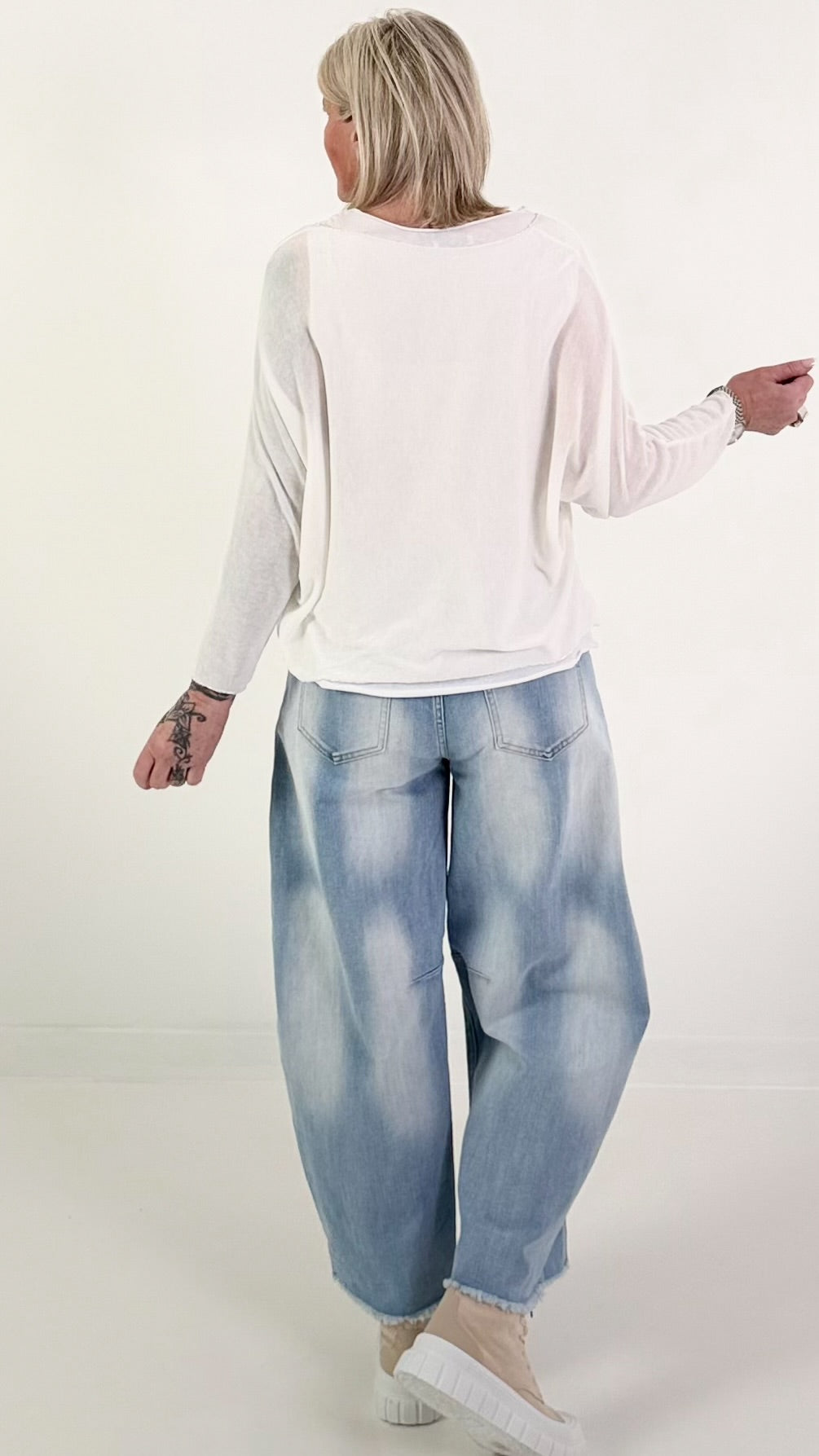 Feinstrick Pulli mit Top - weiss