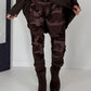 Hose mit elastischem Bund im Camouflage-Look - mokka-mehrfarbig