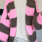 Strickjacke mit Blockstreifen - rosa-taupe