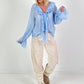 Bluse mit Bindeschleife - hellblau
