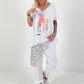 T-shirt with shoe print and glitter details - white-pink